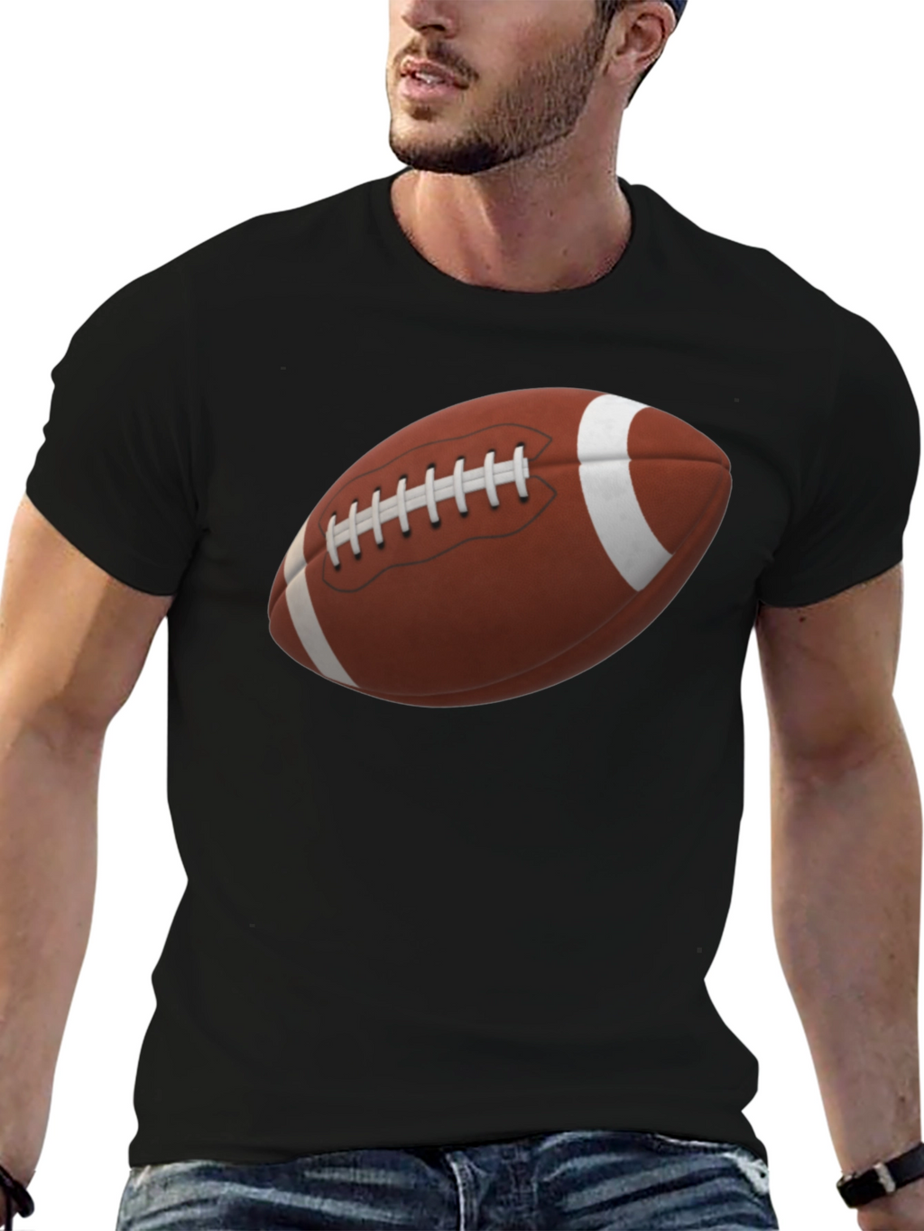 Football Graphic Tee - Black Cotton Shirt