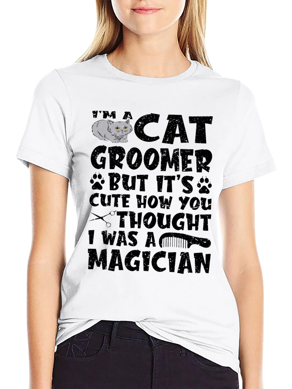 Cat Groomer Magician Graphic Tee