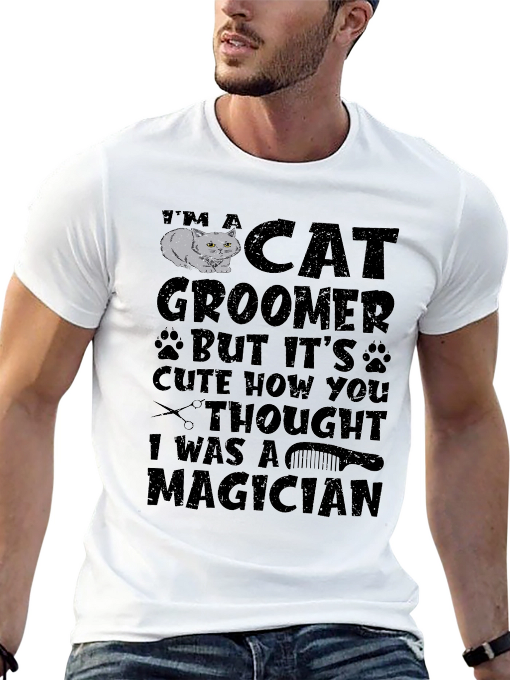 Cat Groomer Magician Graphic Tee