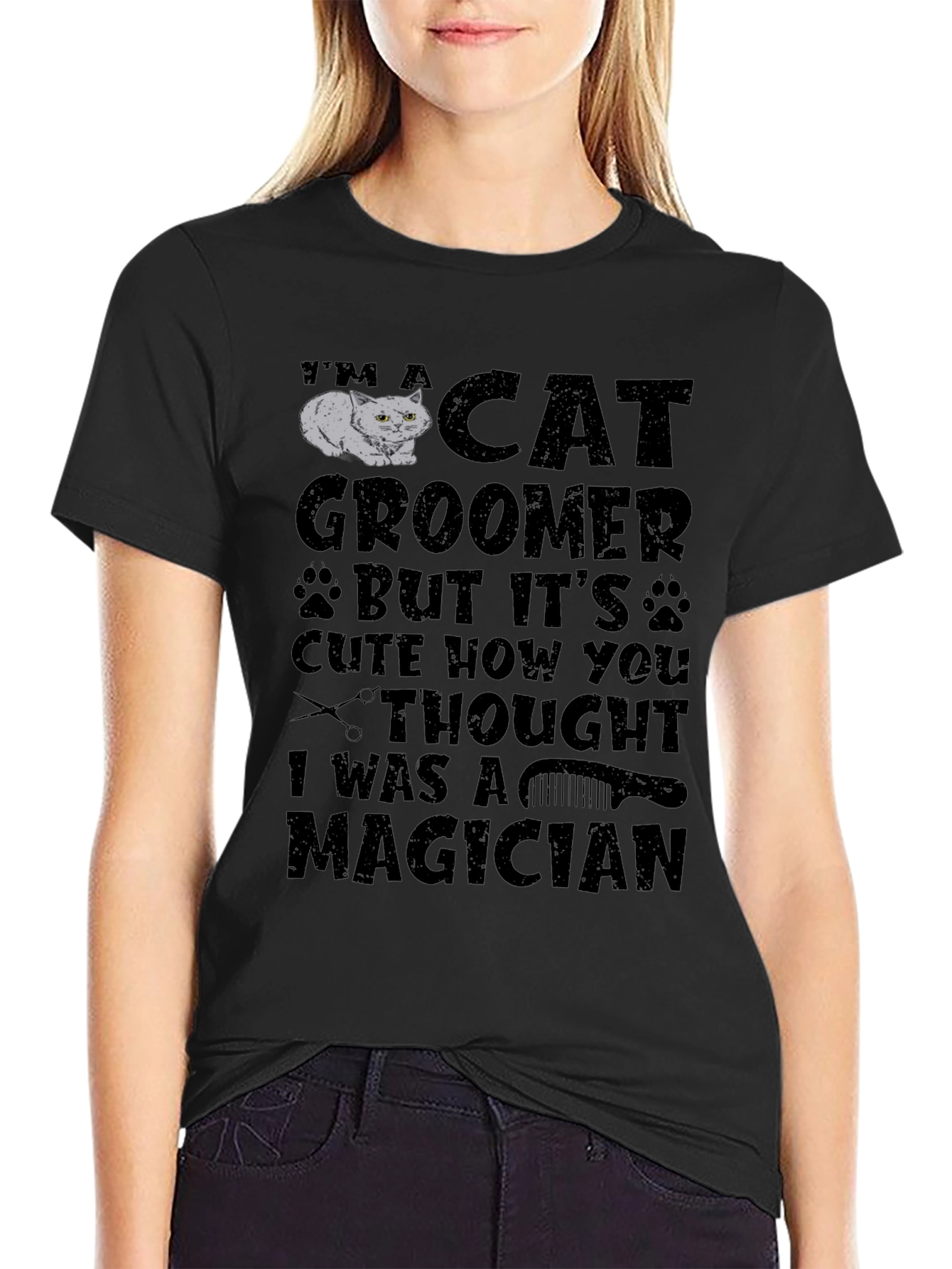 Cat Groomer Magician Graphic Tee