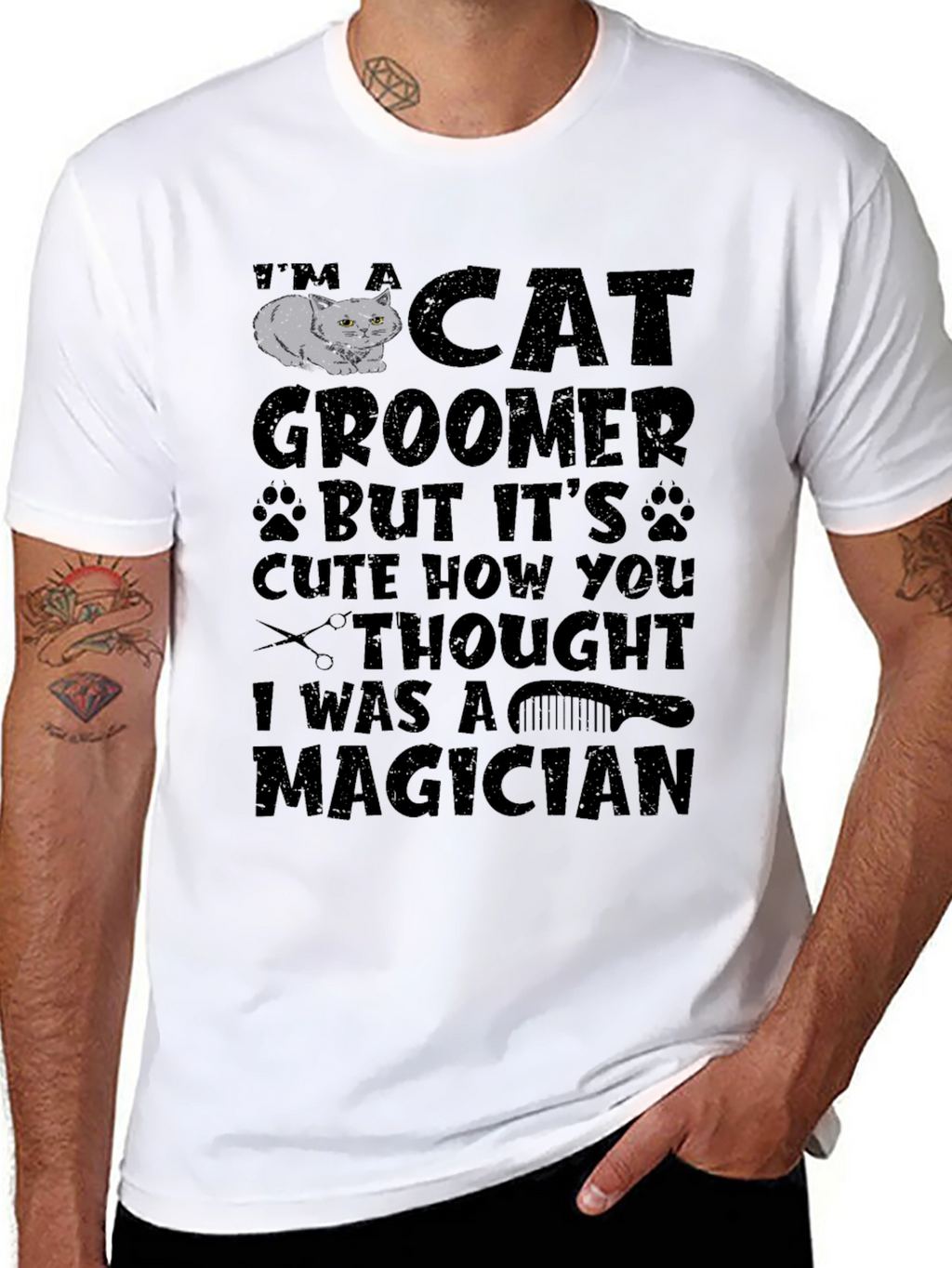 Cat Groomer Magician Graphic Tee