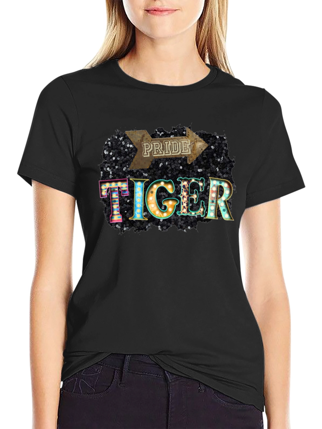 Pride Tiger Graphic Tee - Stylish Black T-Shirt