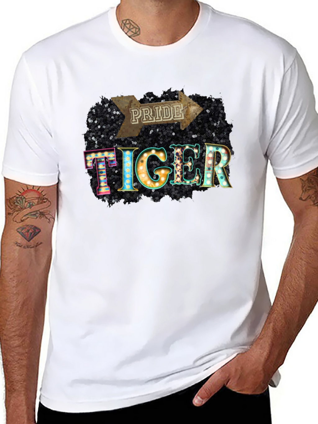 Pride Tiger Graphic Tee - Stylish Black T-Shirt