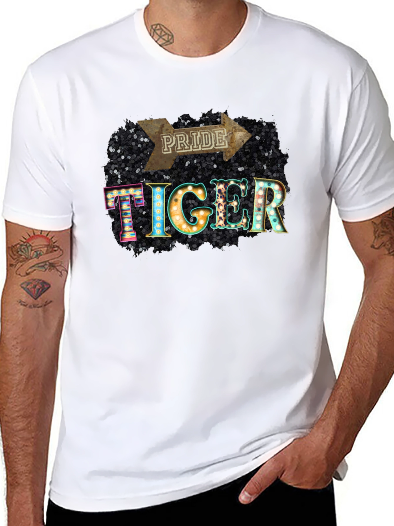 Pride Tiger Graphic Tee - Stylish Black T-Shirt