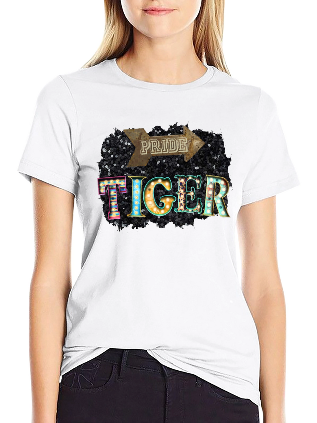 Pride Tiger Graphic Tee - Stylish Black T-Shirt