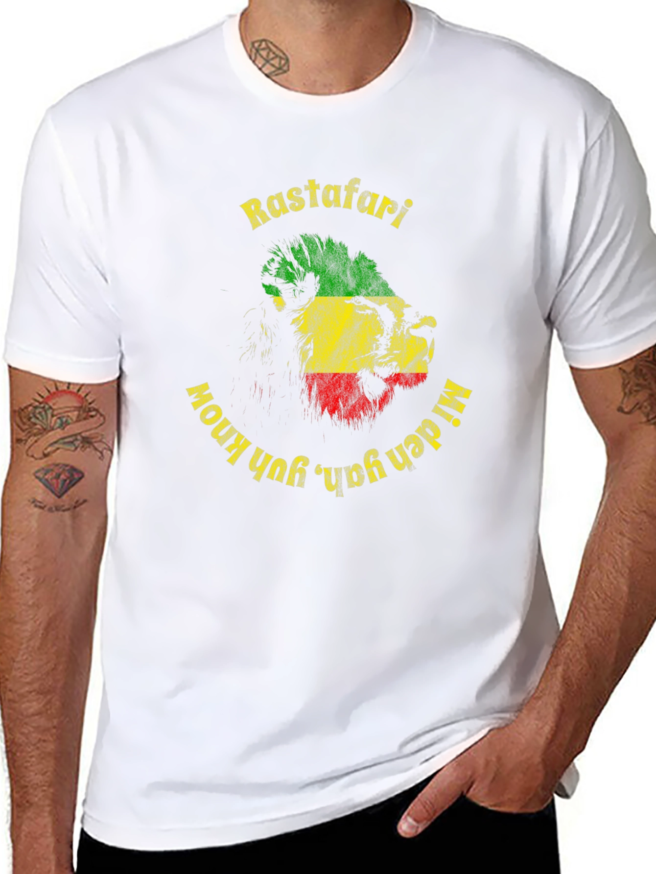 Rasta Lion Graphic Tee - Mi den yah yuh know