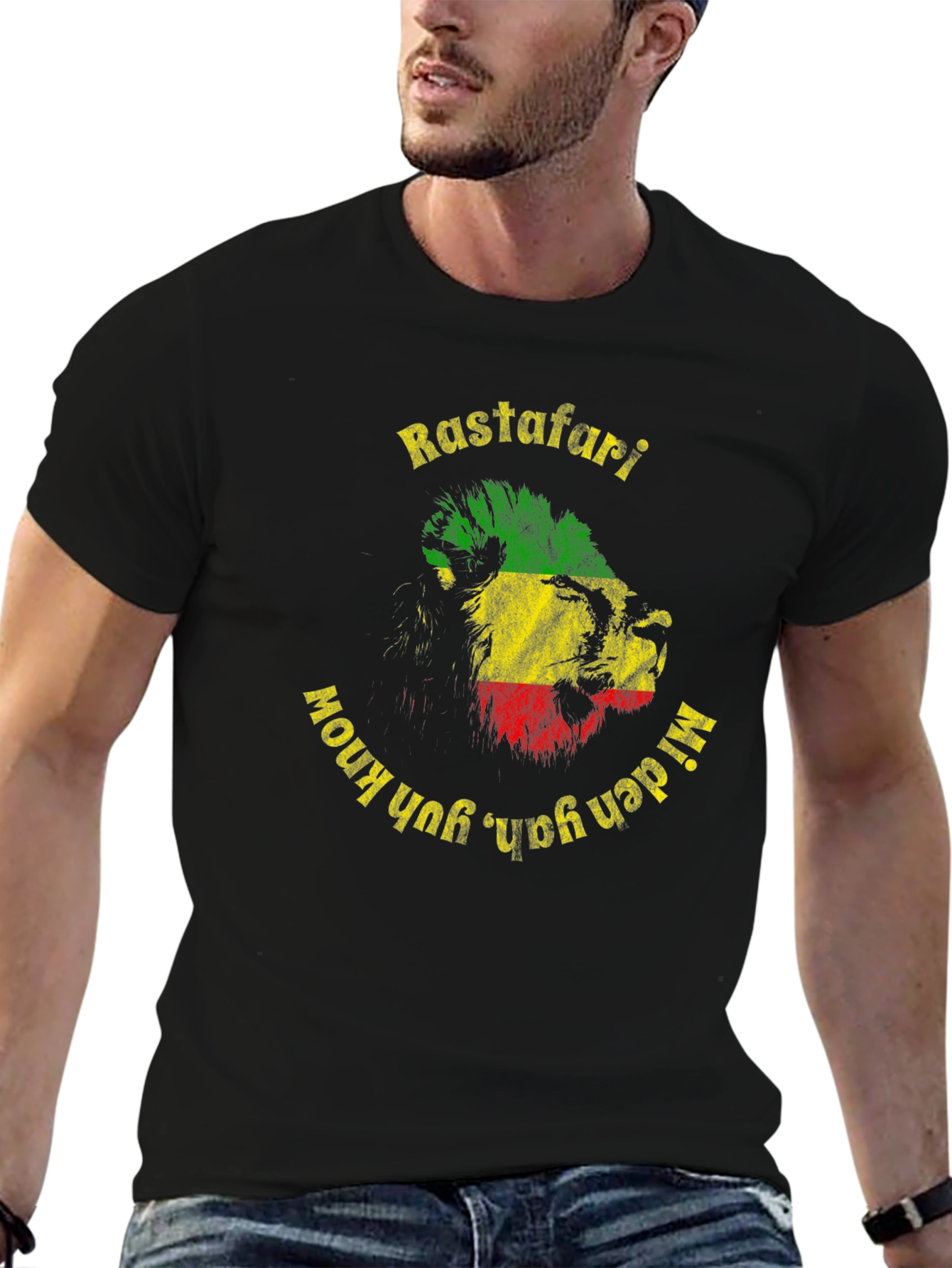 Rasta Lion Graphic Tee - Mi den yah yuh know