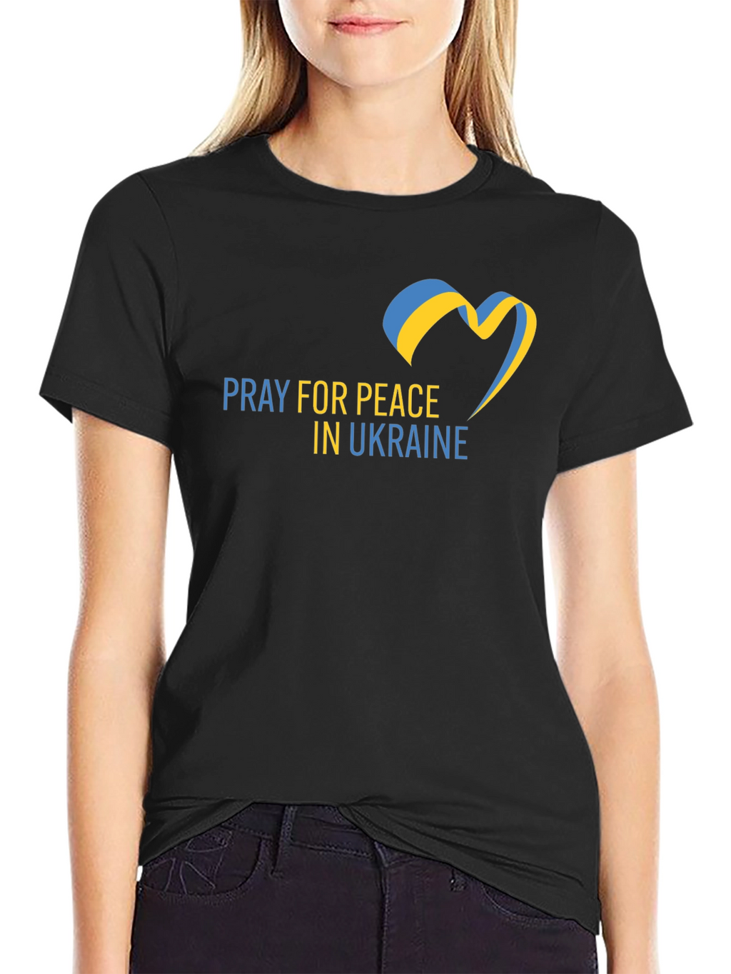Pray for Peace Ukraine Black T-Shirt