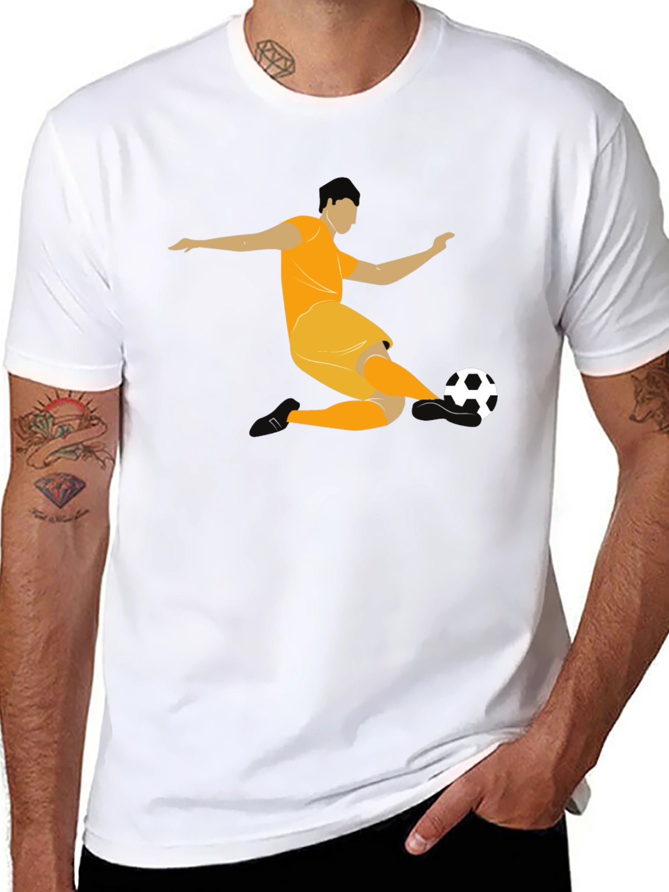 Soccer Player Graphic Black T-Shirt