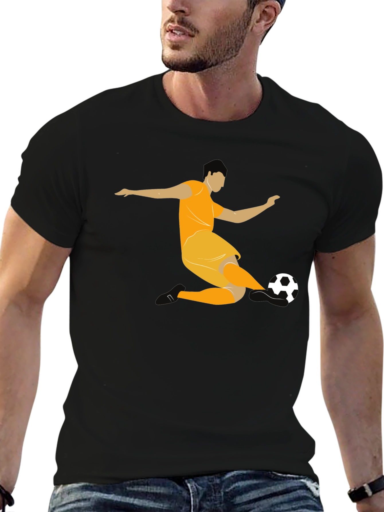 Soccer Player Graphic Black T-Shirt