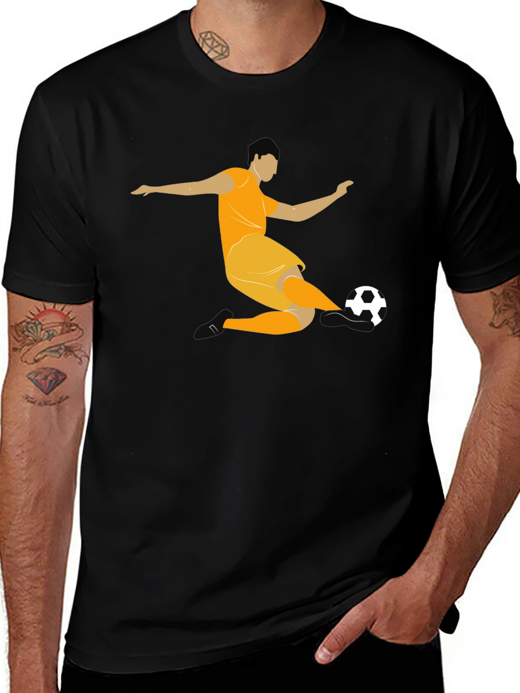 Soccer Player Graphic Black T-Shirt