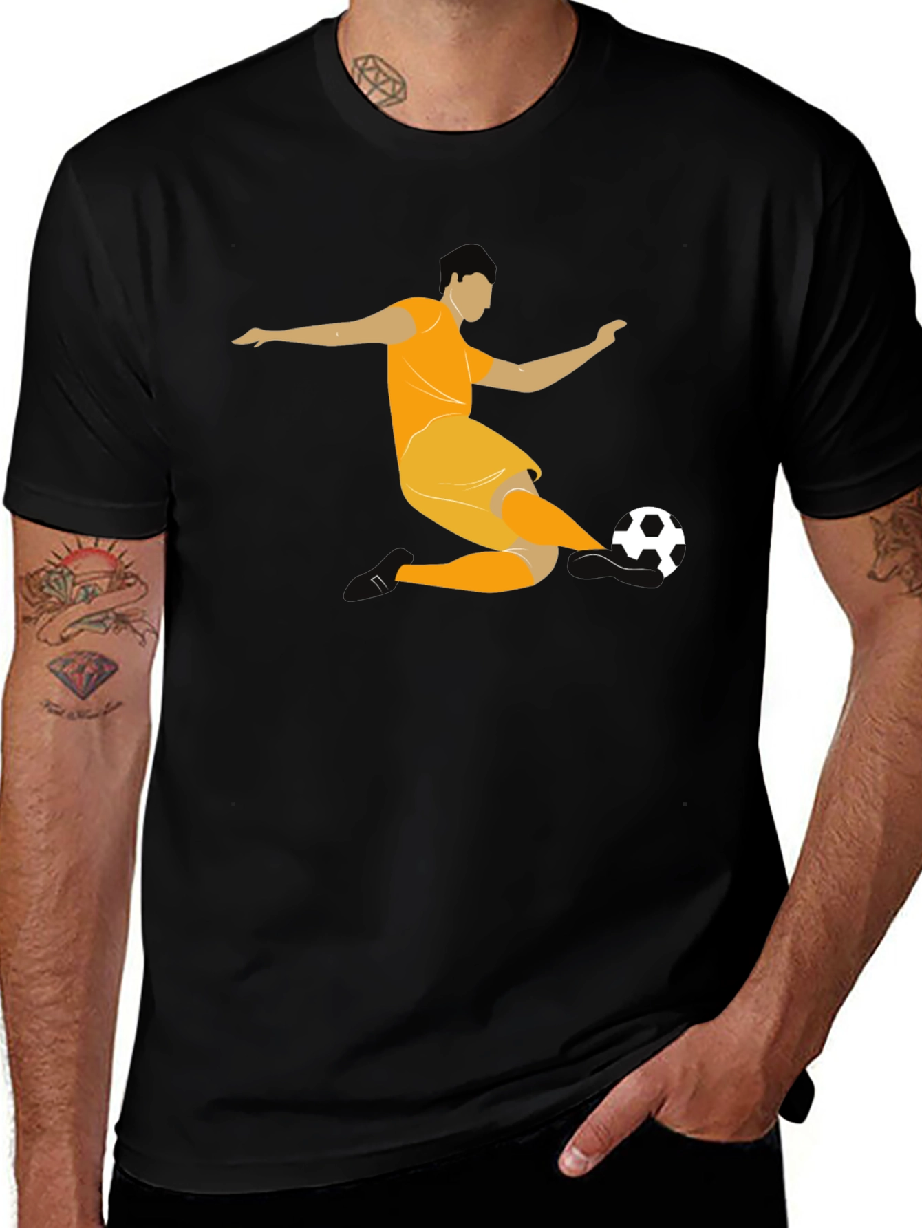 Soccer Player Graphic Black T-Shirt