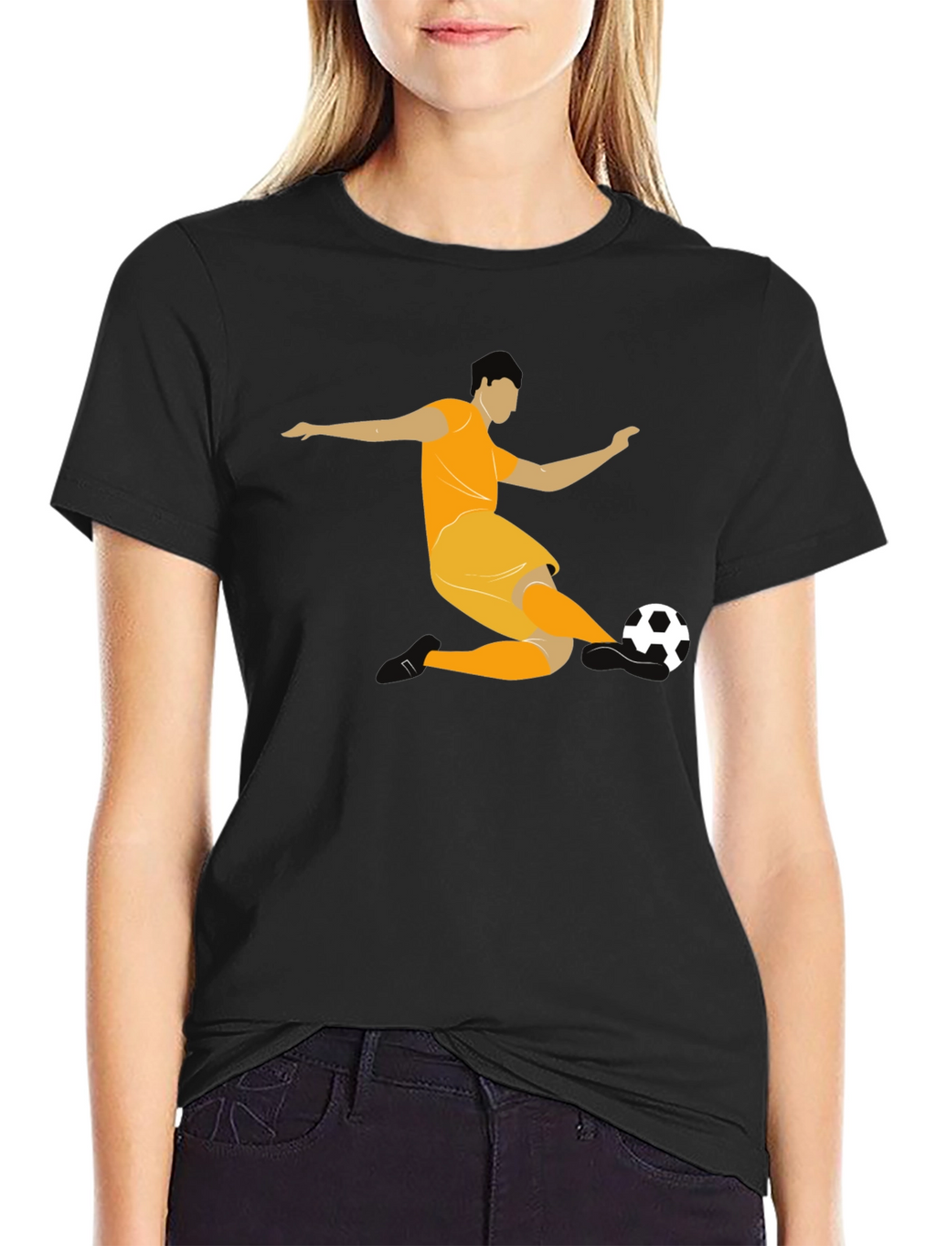 Soccer Player Graphic Black T-Shirt