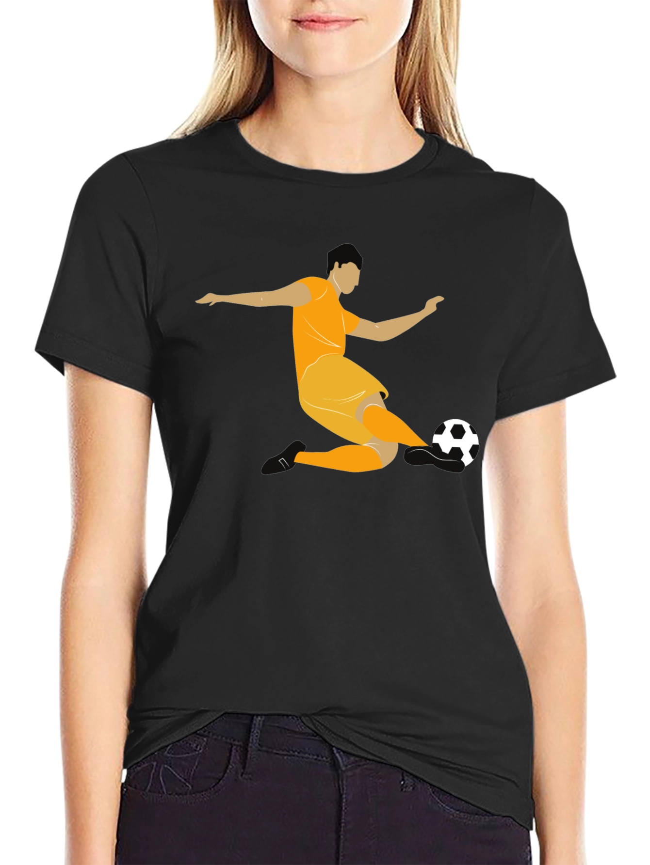 Soccer Player Graphic Black T-Shirt