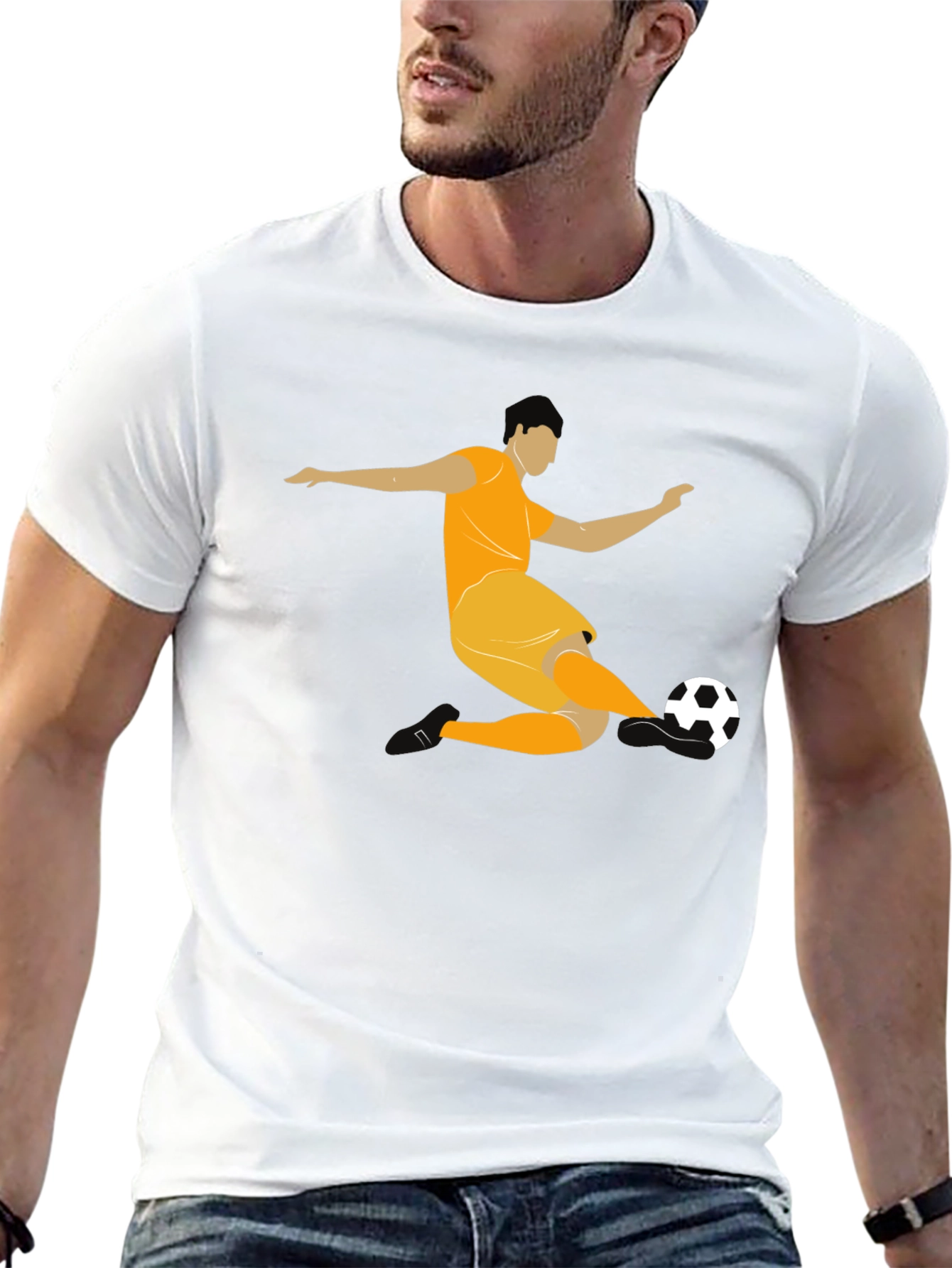 Soccer Player Graphic Black T-Shirt