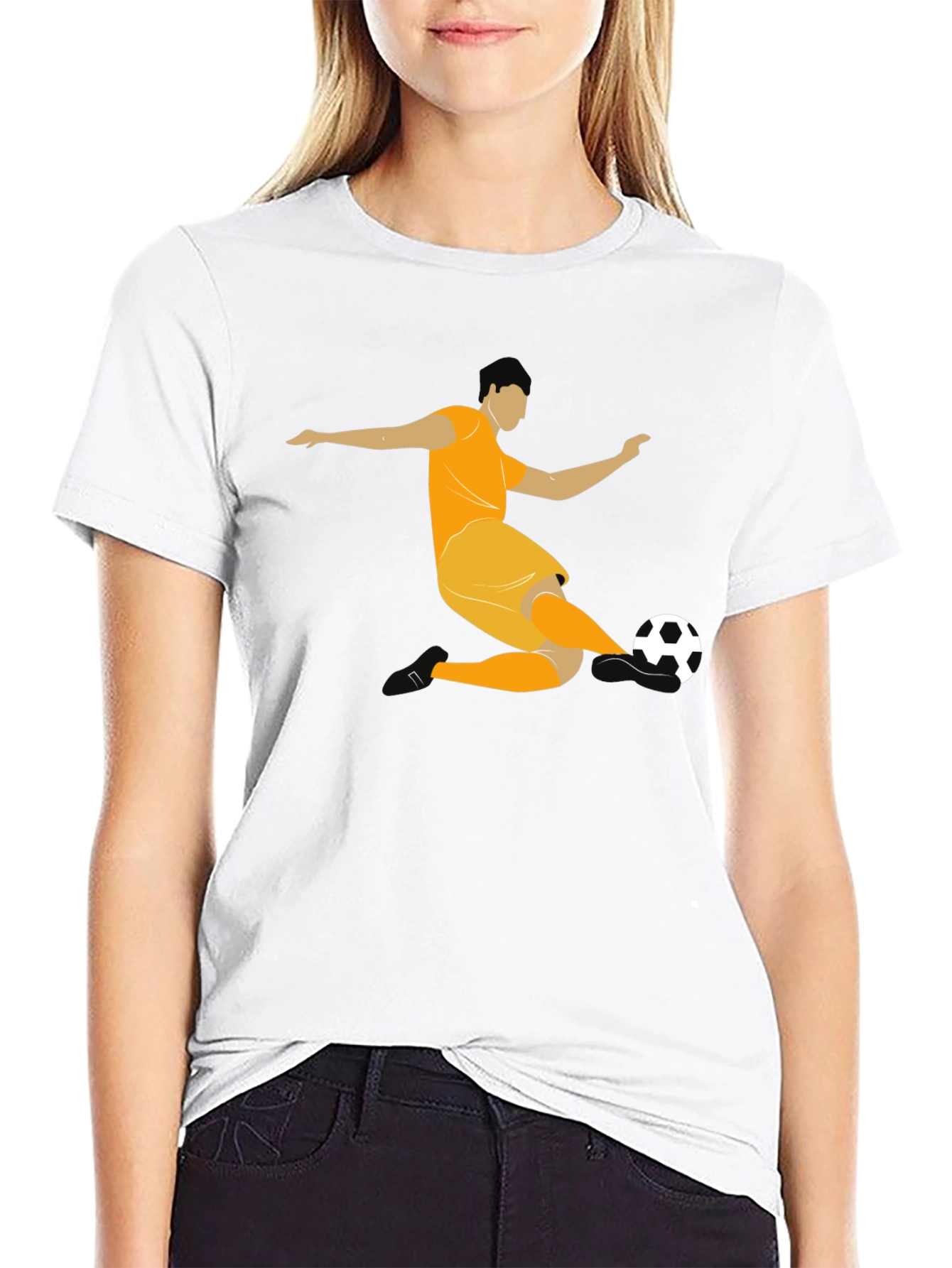 Soccer Player Graphic Black T-Shirt