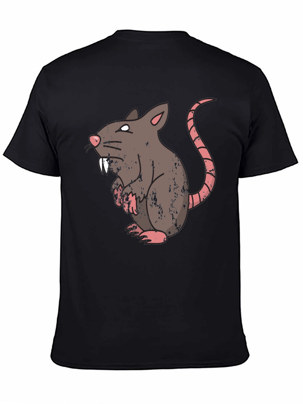 Rat Graphic T-Shirt - Mens Black Crew Neck Tee
