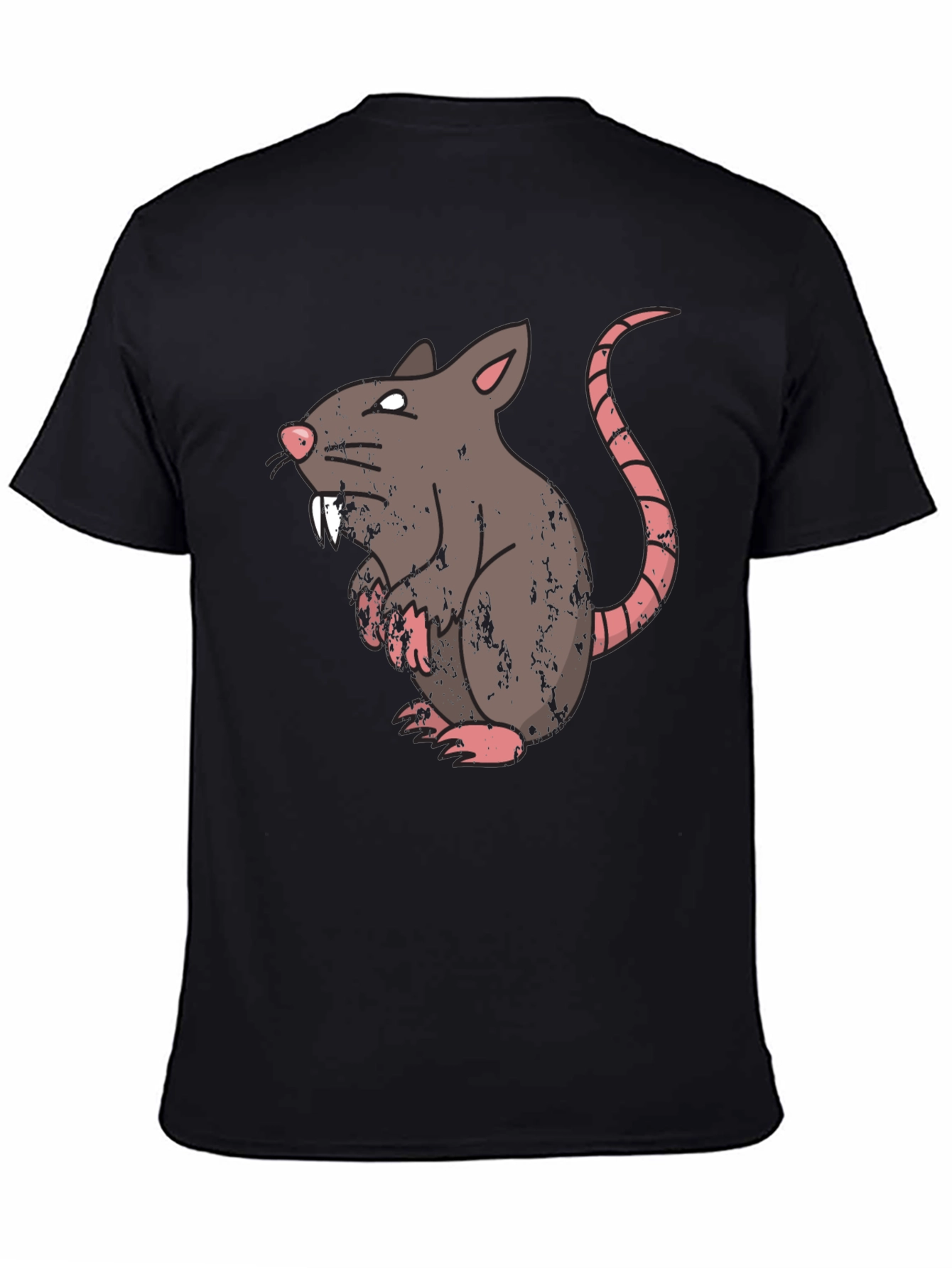 Rat Graphic T-Shirt - Mens Black Crew Neck Tee