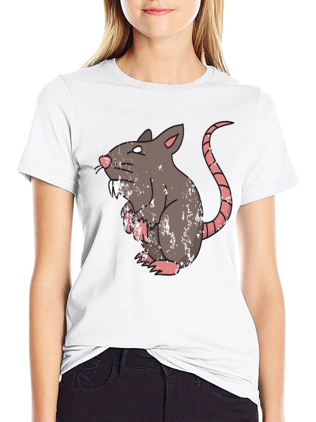 Rat Graphic T-Shirt - Mens Black Crew Neck Tee