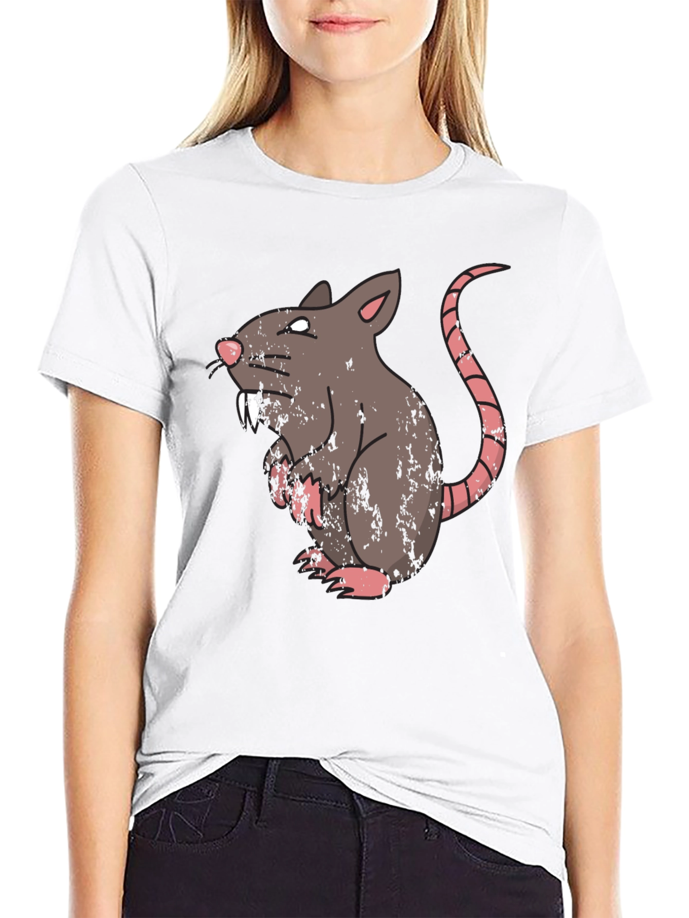 Rat Graphic T-Shirt - Mens Black Crew Neck Tee
