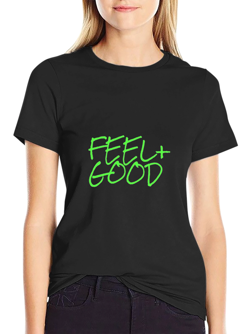 Feel Good Graphic T-Shirt - Black Crew Neck Tee