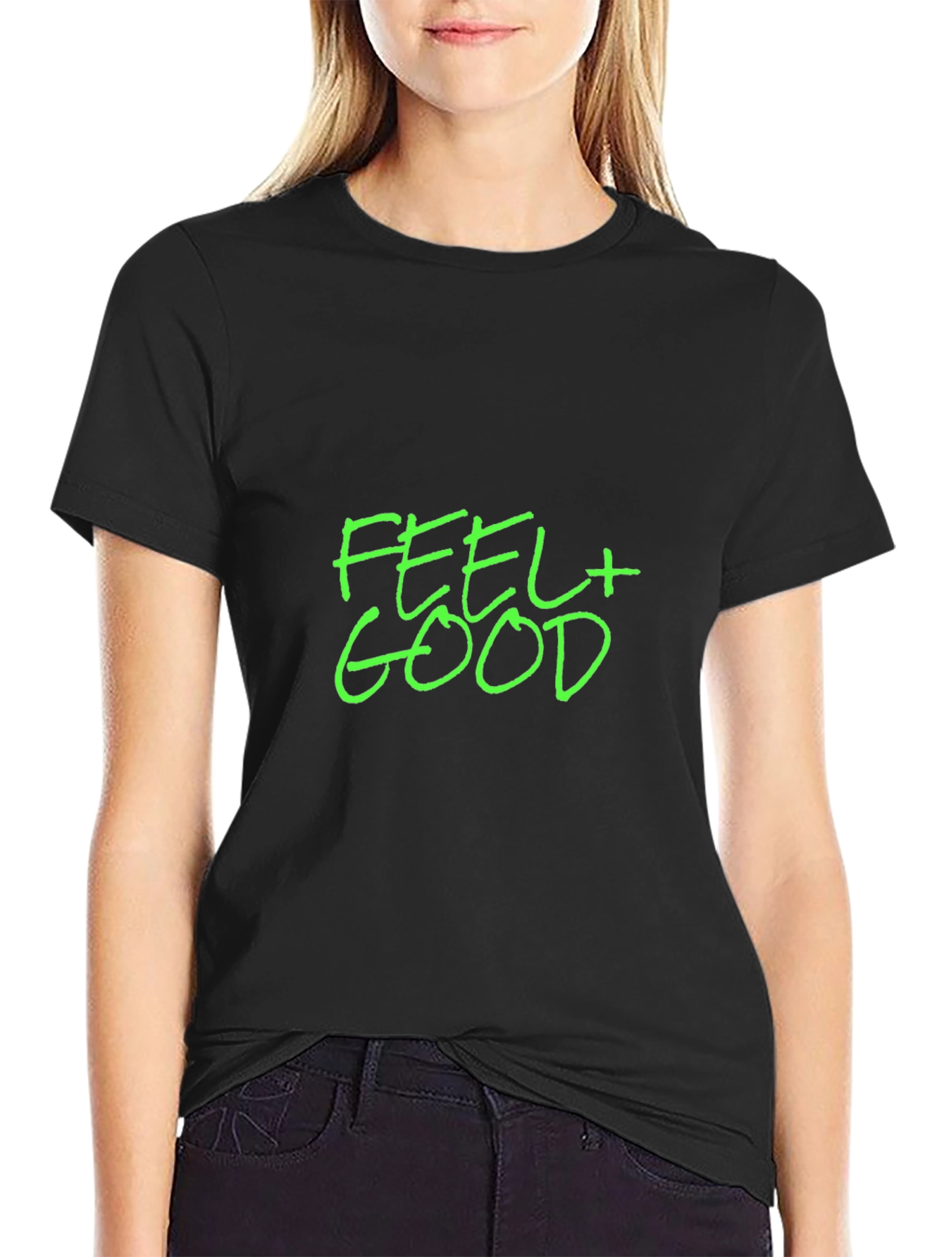 Feel Good Graphic T-Shirt - Black Crew Neck Tee