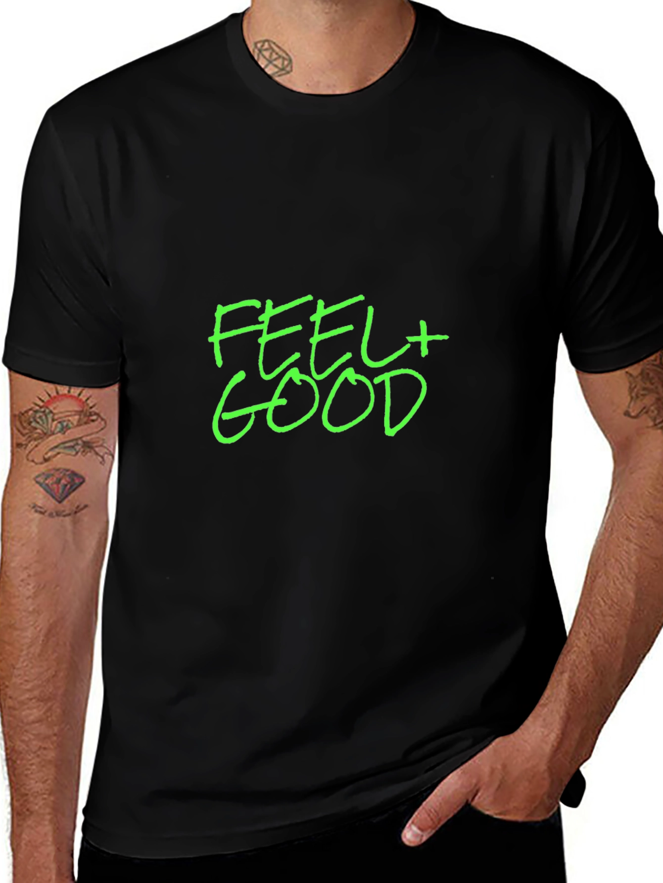 Feel Good Graphic T-Shirt - Black Crew Neck Tee