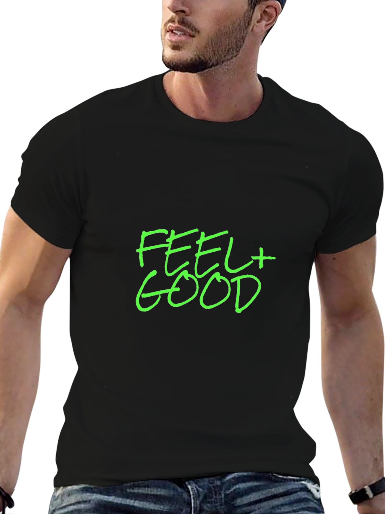 Feel Good Graphic T-Shirt - Black Crew Neck Tee