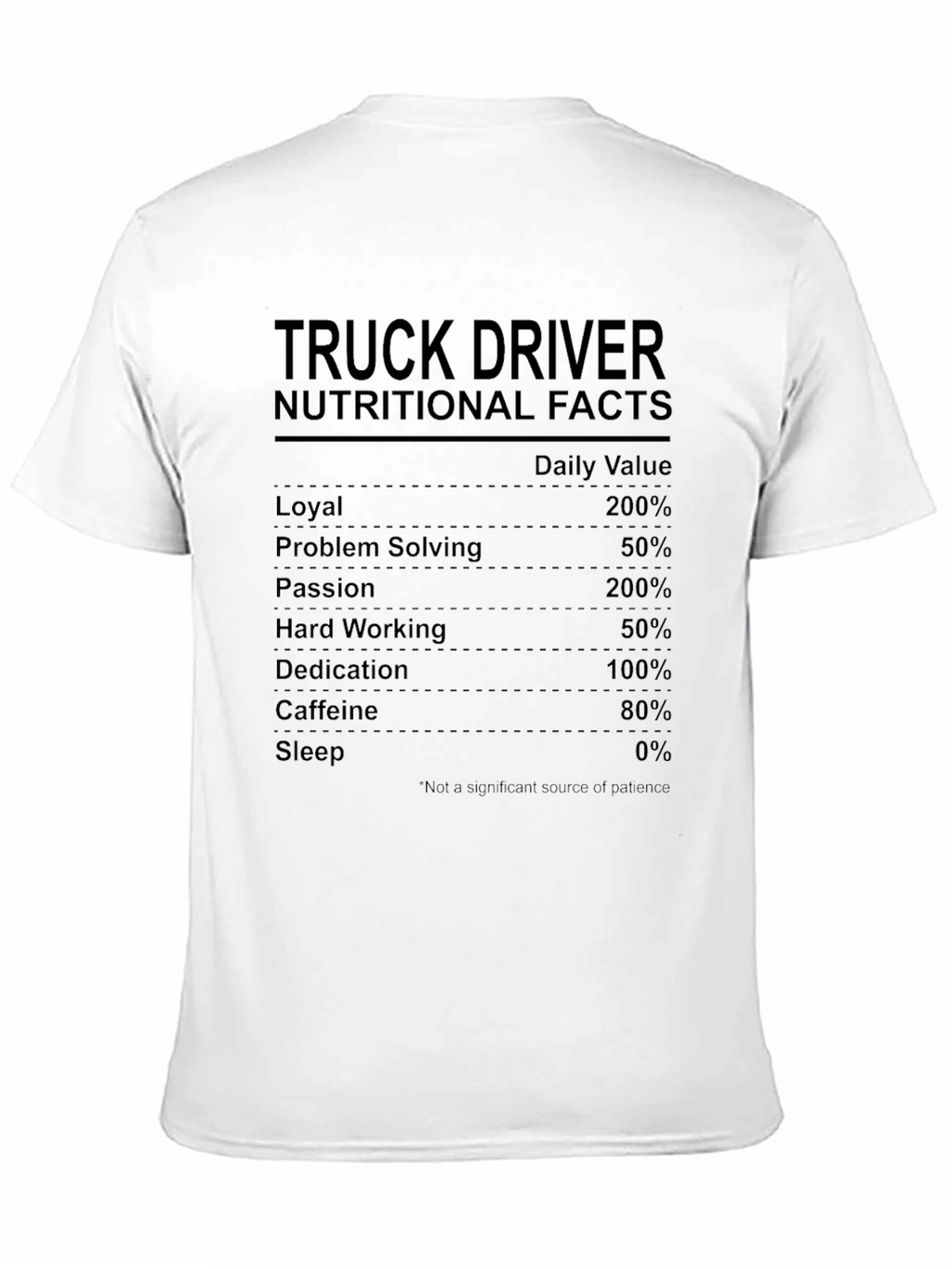 Truck Driver Nutrition Facts Novelty T-Shirt