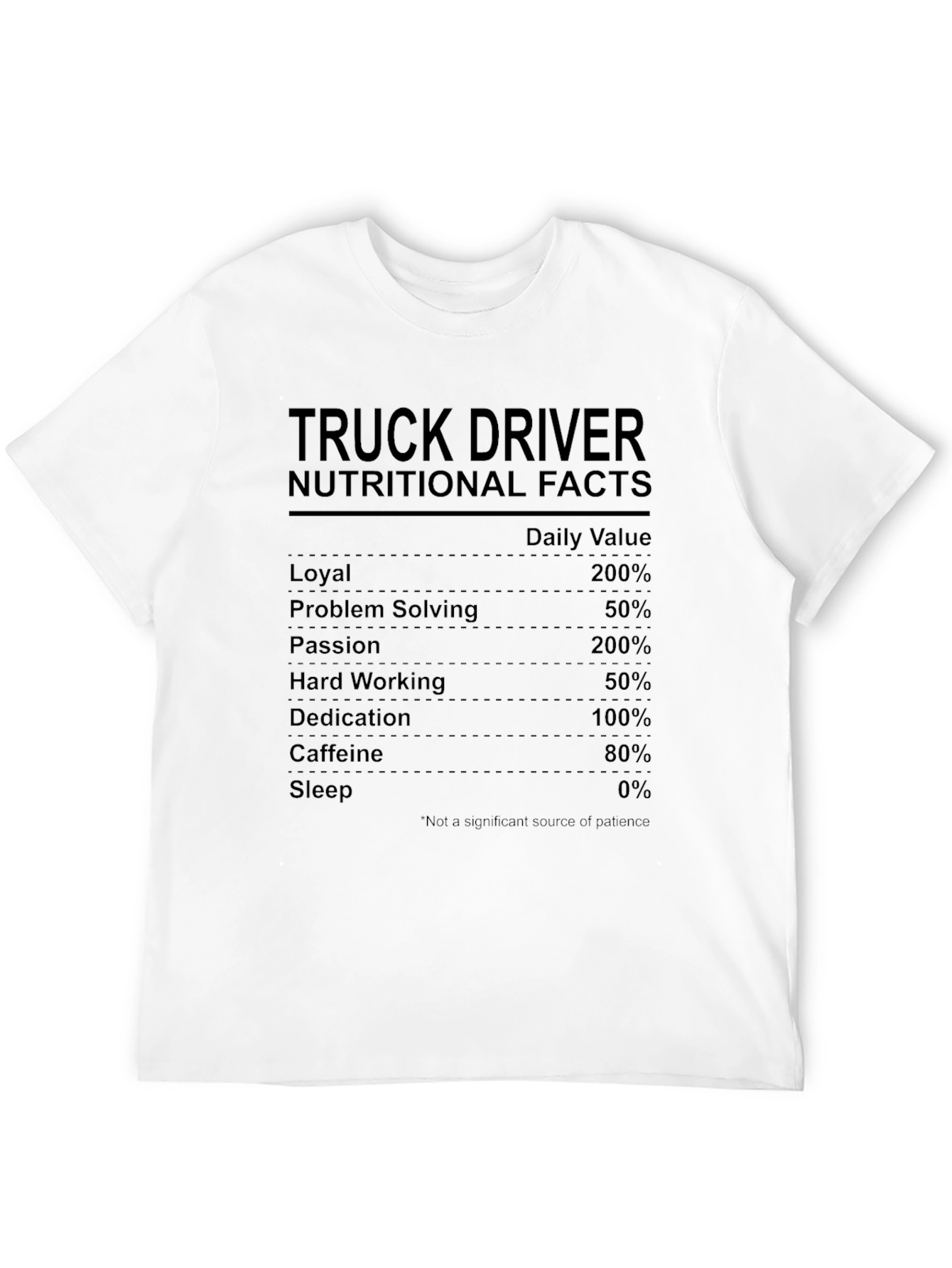 Truck Driver Nutrition Facts Novelty T-Shirt