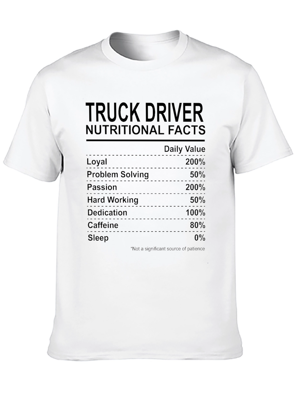 Truck Driver Nutrition Facts Novelty T-Shirt