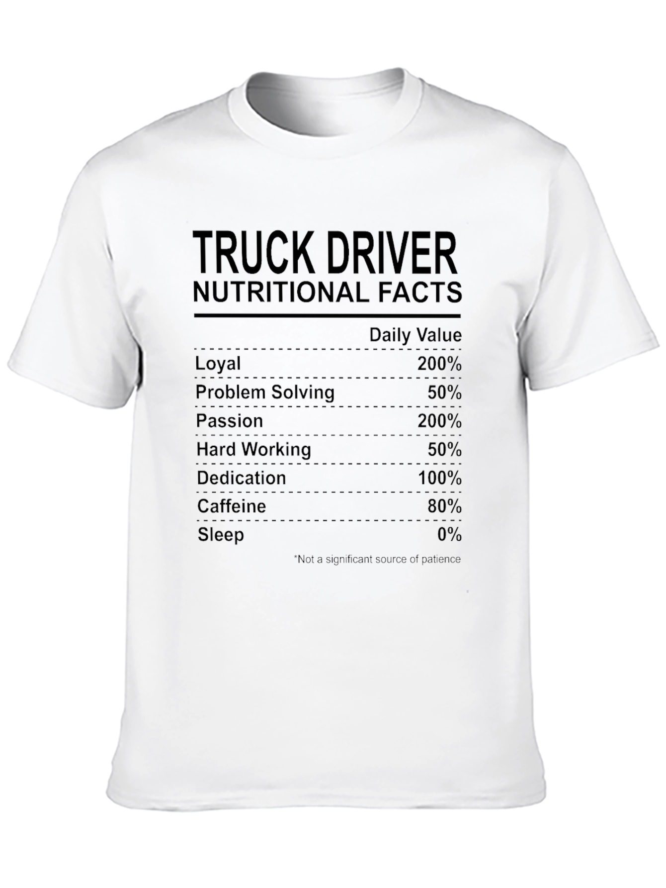 Truck Driver Nutrition Facts Novelty T-Shirt