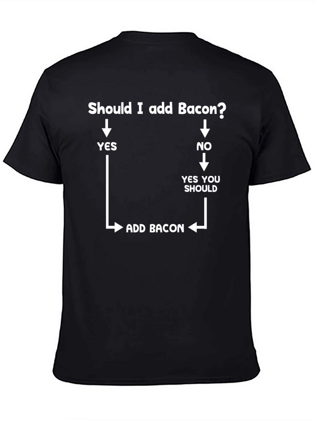 Add Bacon Black Graphic T-Shirt