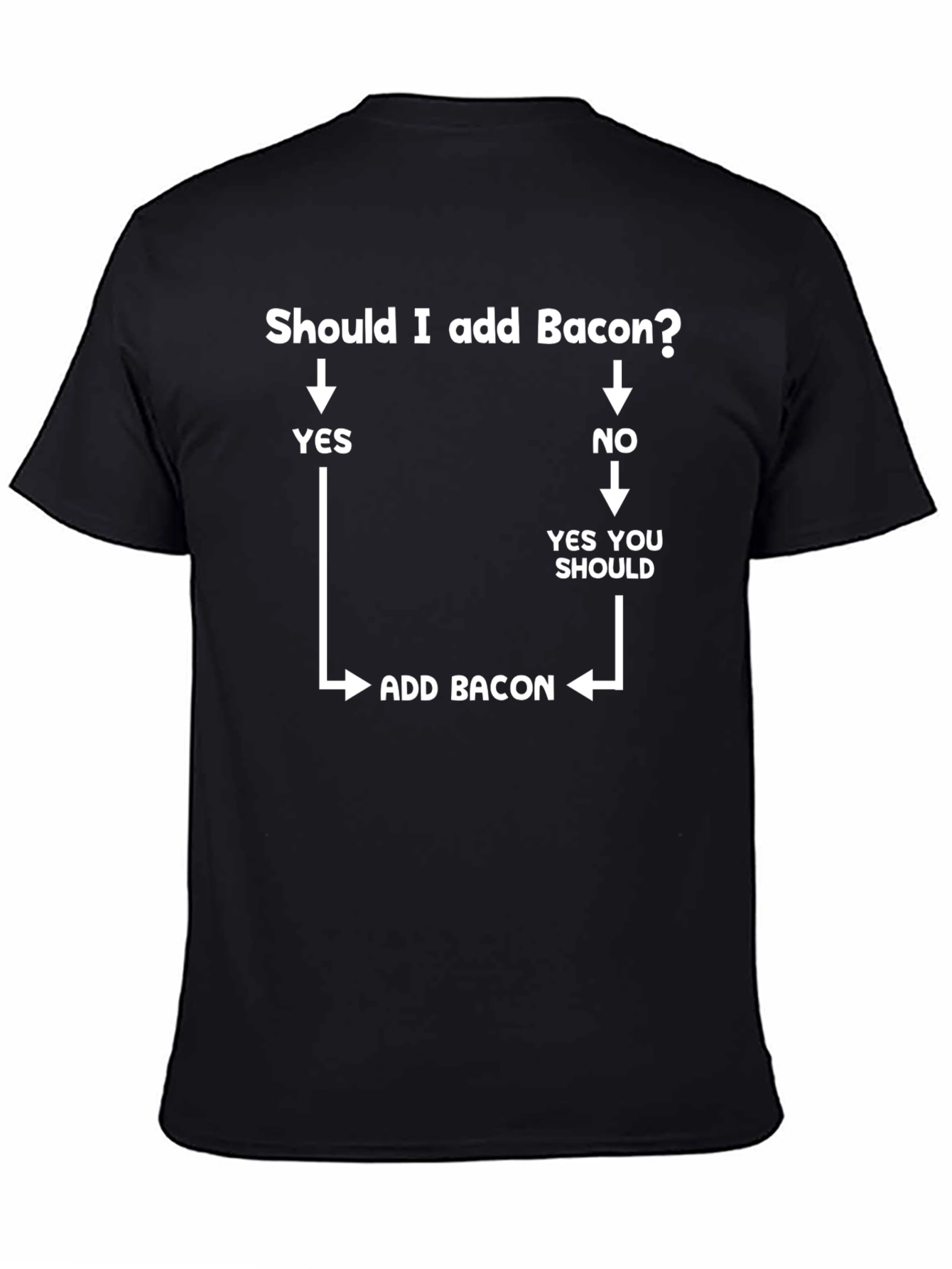 Add Bacon Black Graphic T-Shirt