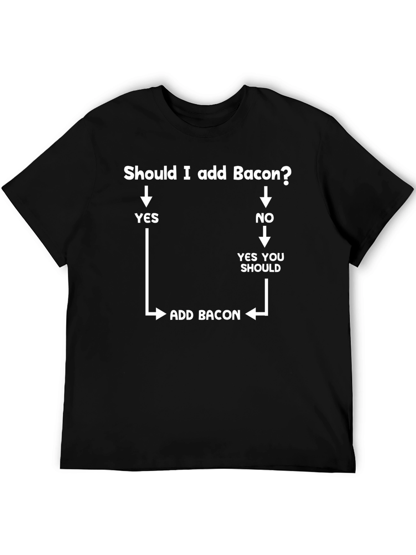 Add Bacon Black Graphic T-Shirt