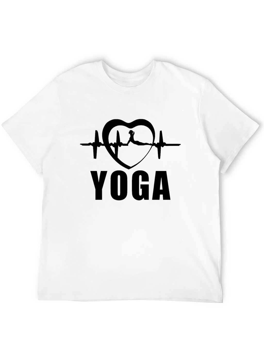 Yoga Heartbeat Graphic T-Shirt - Black