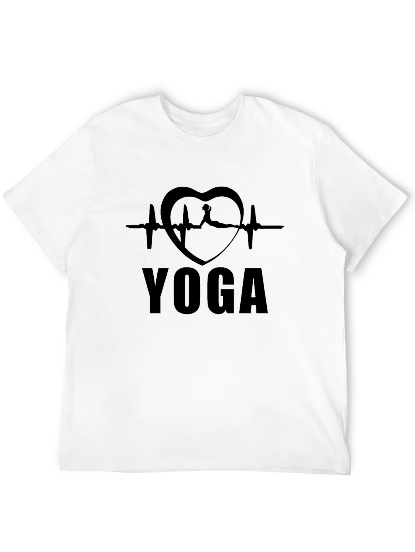 Yoga Heartbeat Graphic T-Shirt - Black