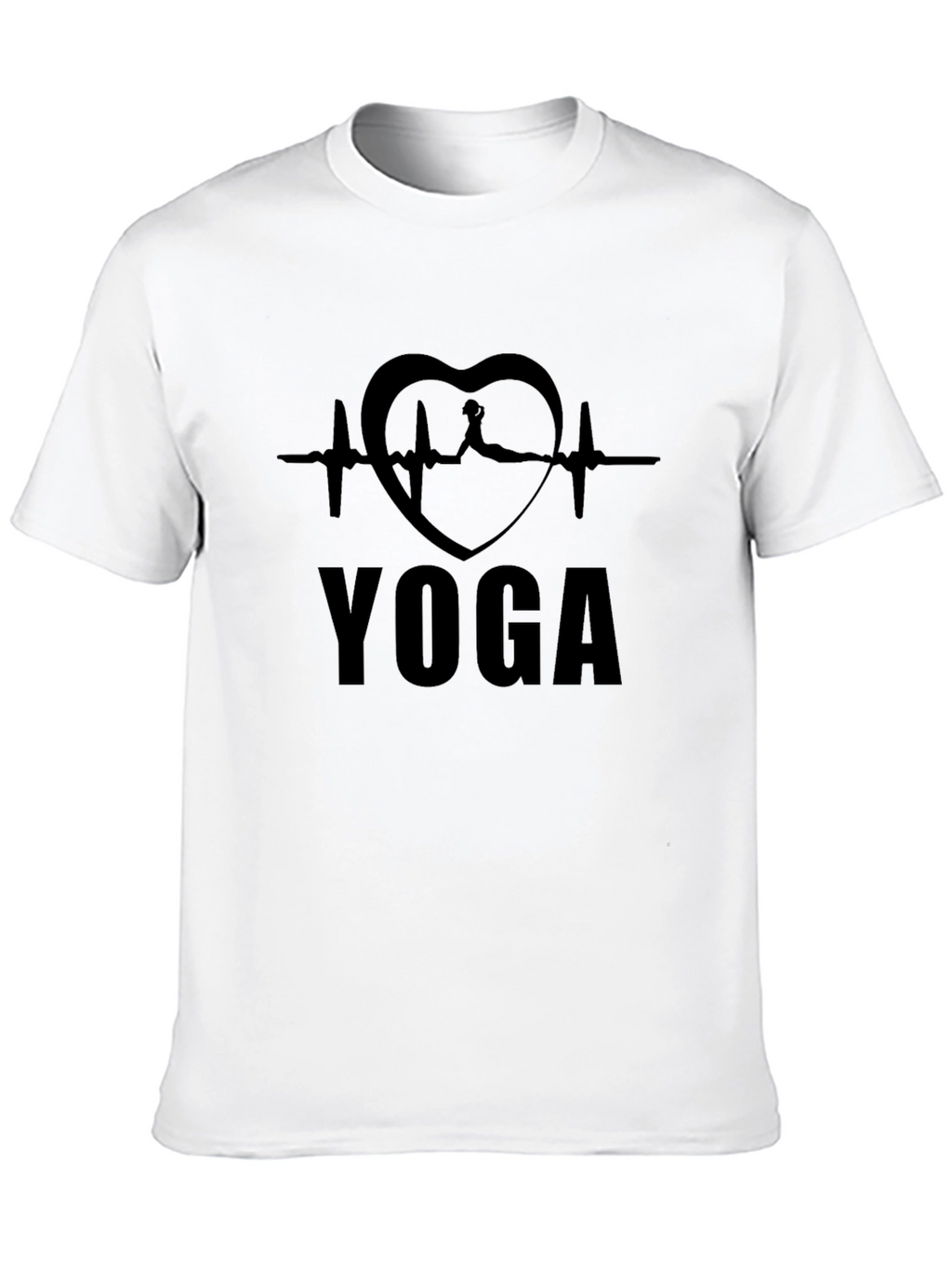 Yoga Heartbeat Graphic T-Shirt - Black