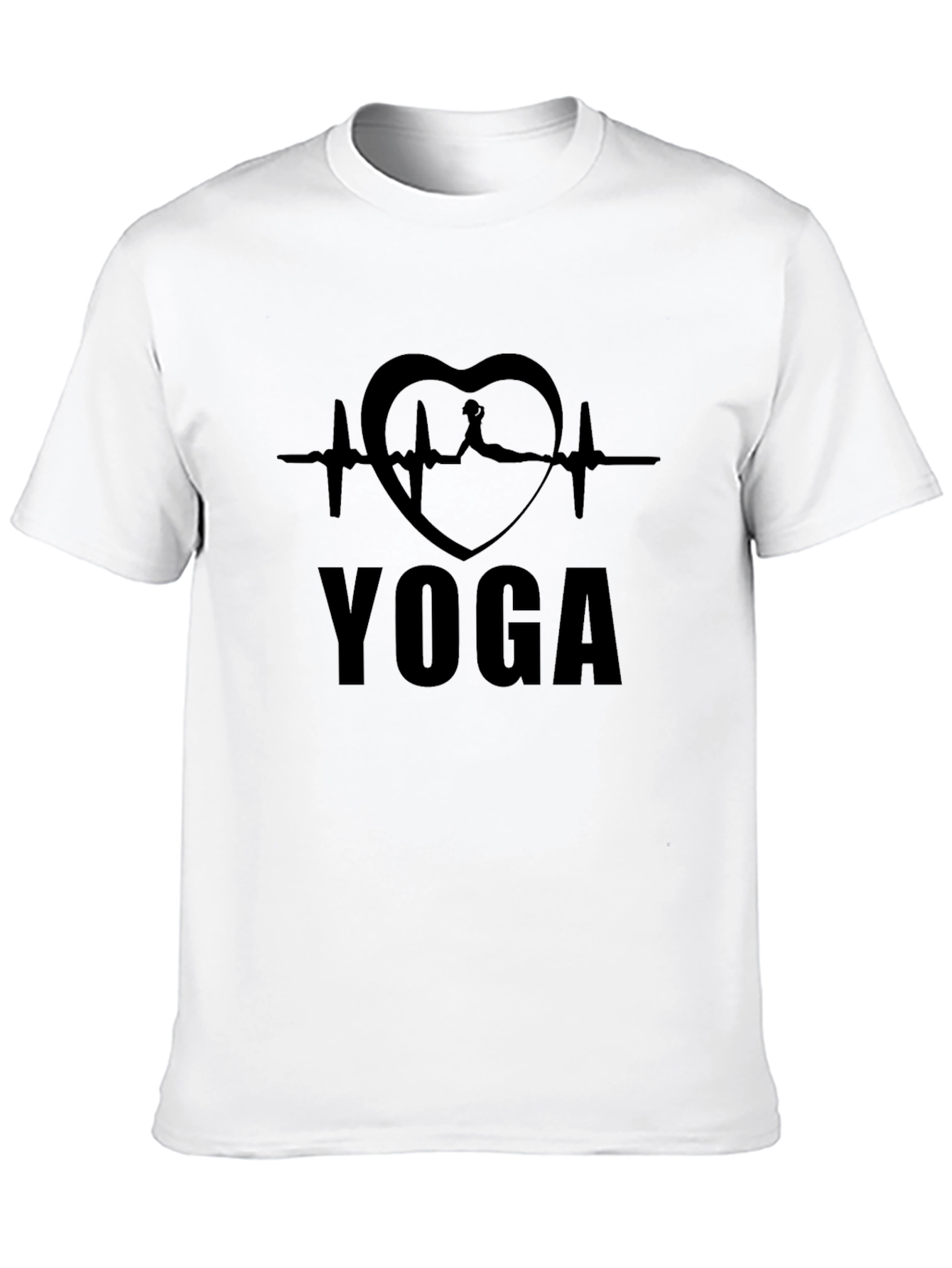 Yoga Heartbeat Graphic T-Shirt - Black
