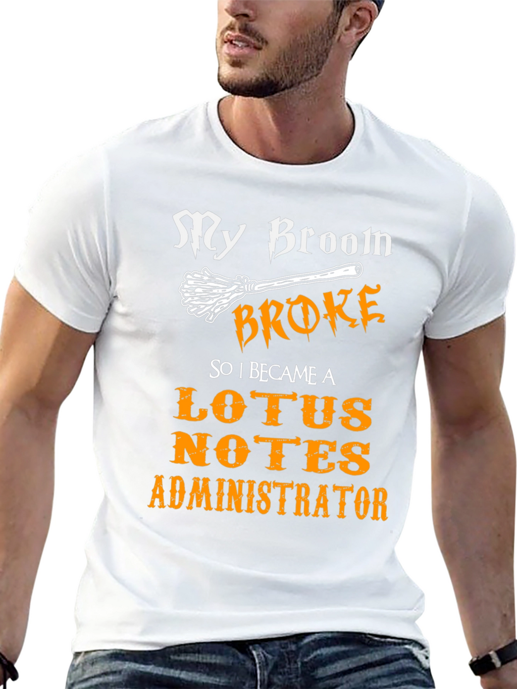 My Broom Broke Lotus Notes Administrator Black T-Shirt