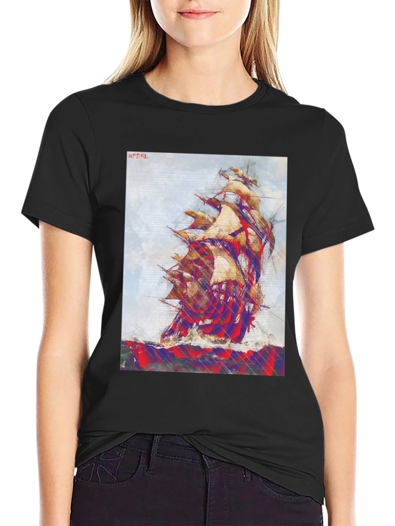 Nautical Ship Graphic Tee - Mens Black T-Shirt