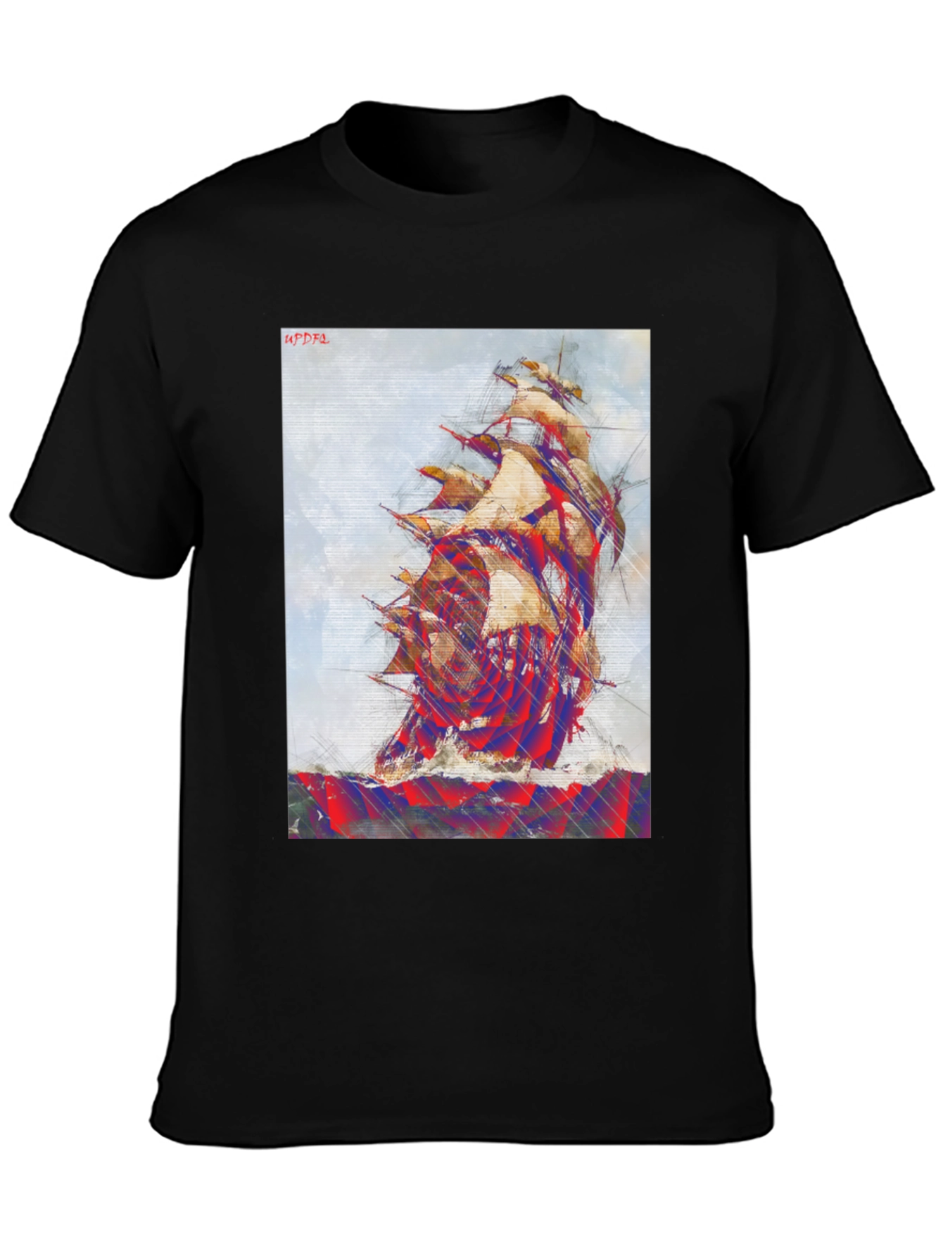 Nautical Ship Graphic Tee - Mens Black T-Shirt