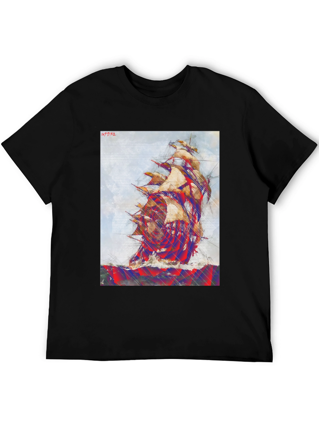 Nautical Ship Graphic Tee - Mens Black T-Shirt