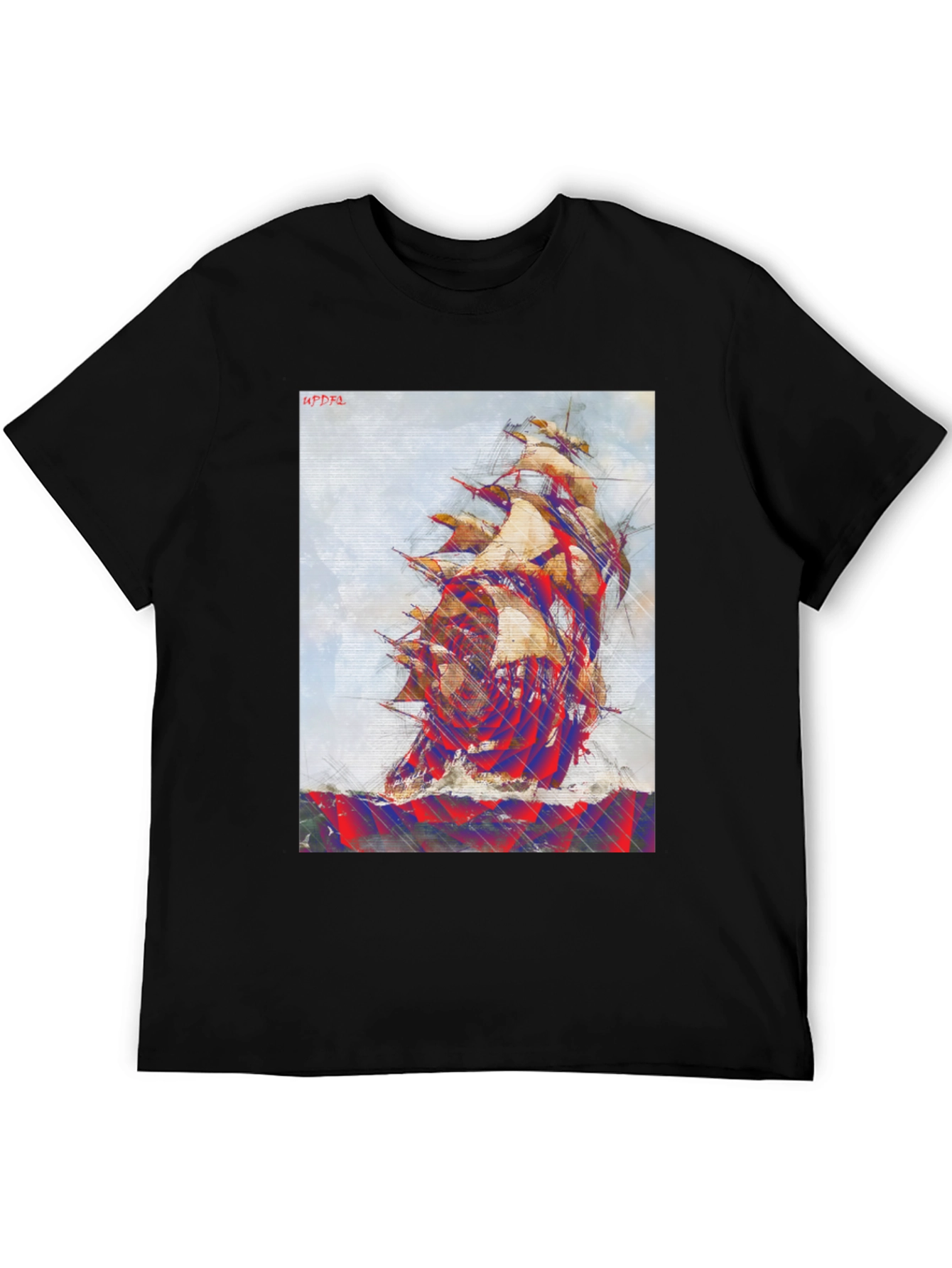 Nautical Ship Graphic Tee - Mens Black T-Shirt