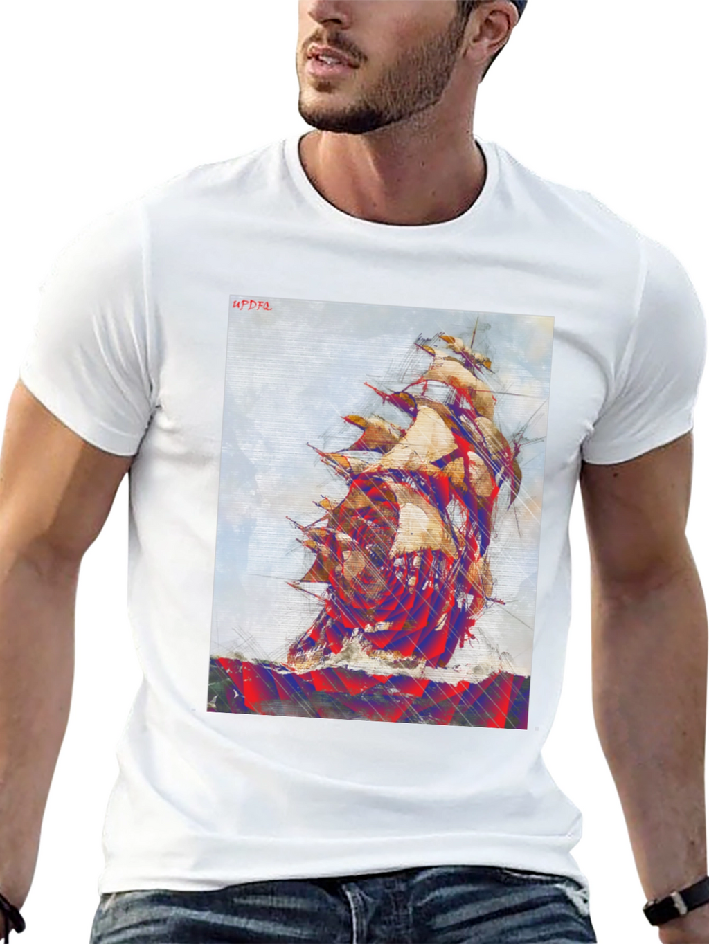 Nautical Ship Graphic Tee - Mens Black T-Shirt