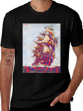 Nautical Ship Graphic Tee - Mens Black T-Shirt