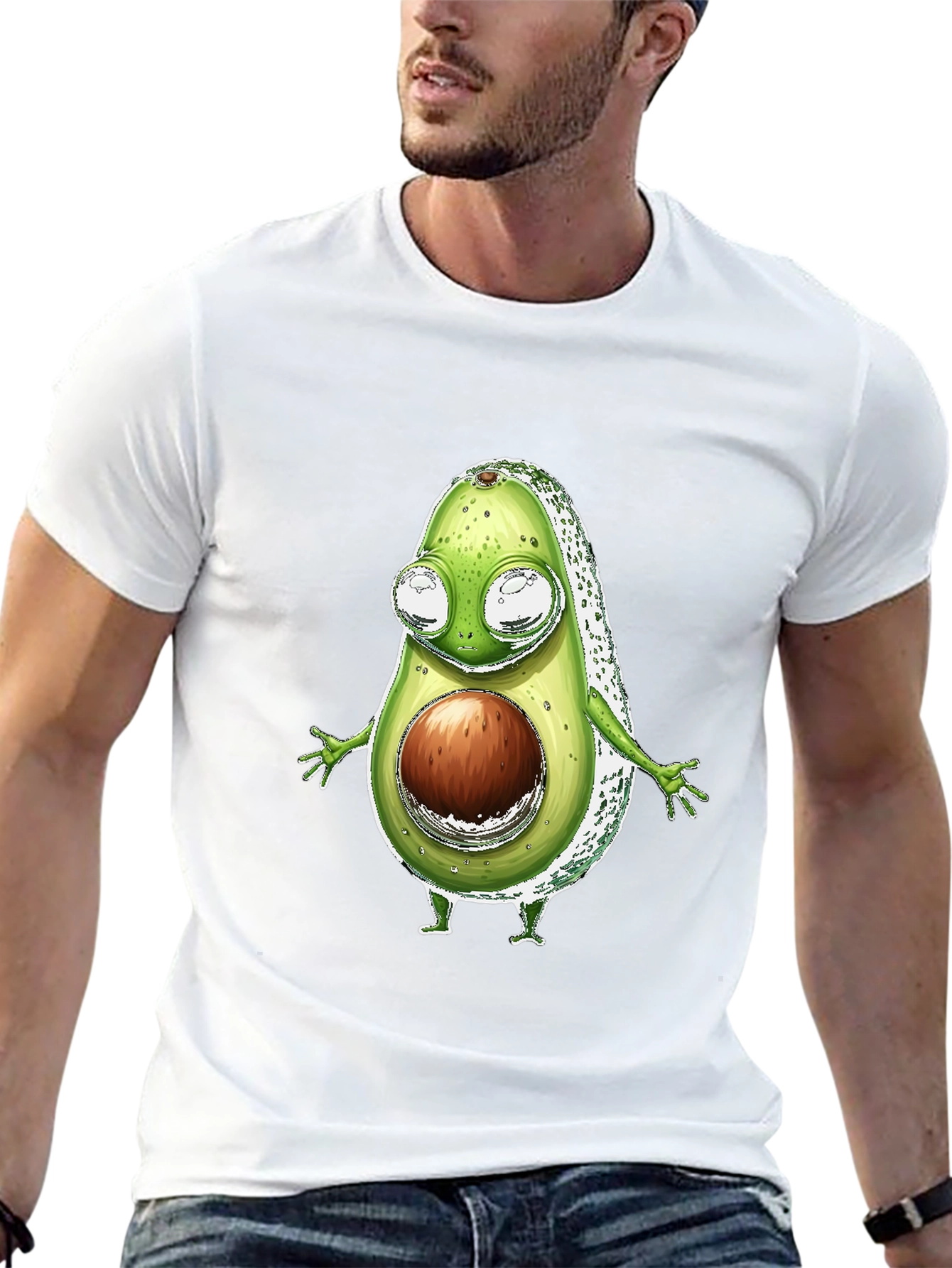Funny Avocado Character T-Shirt - Black