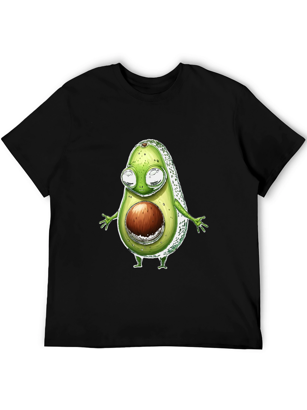Funny Avocado Character T-Shirt - Black