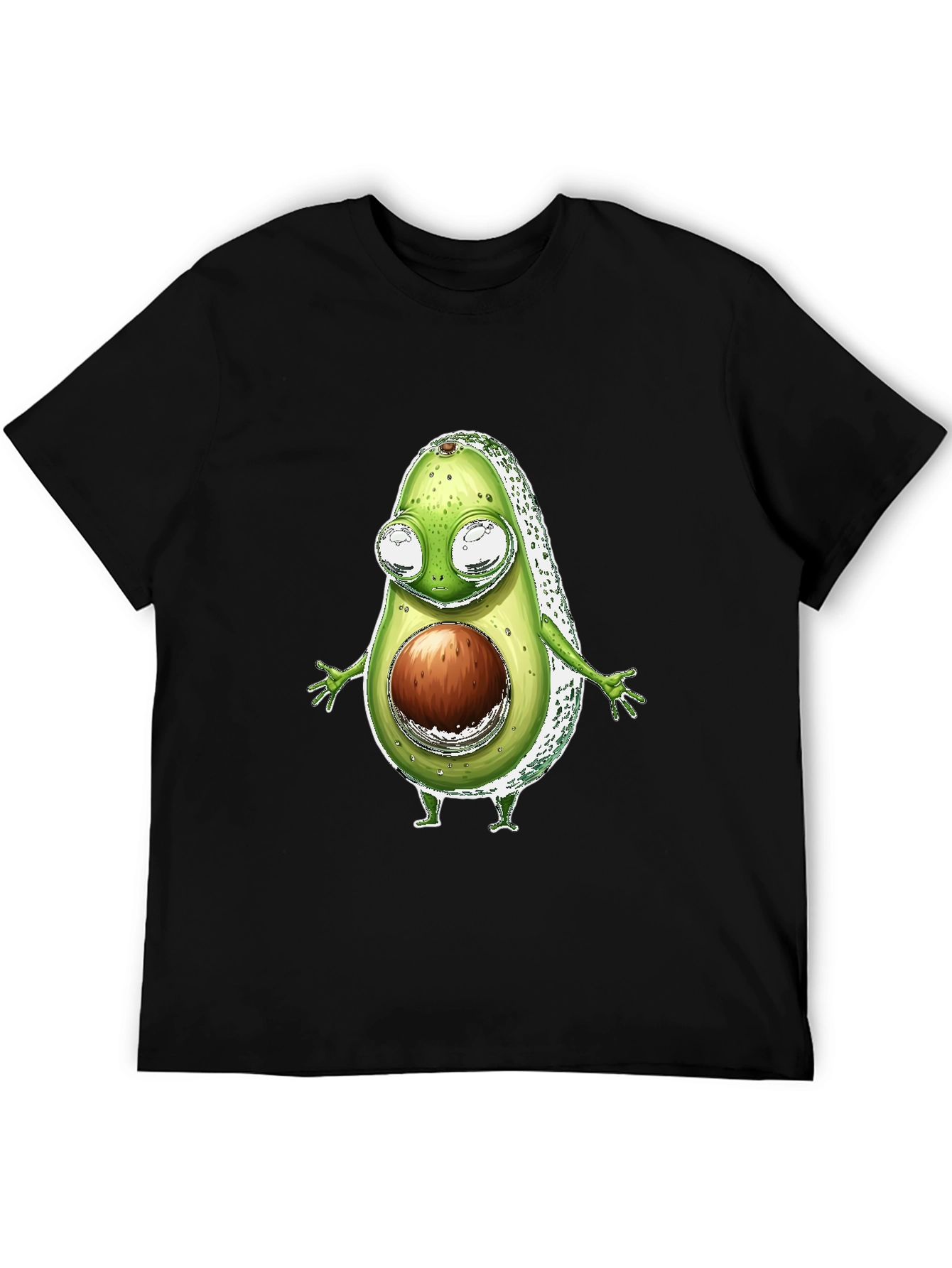 Funny Avocado Character T-Shirt - Black