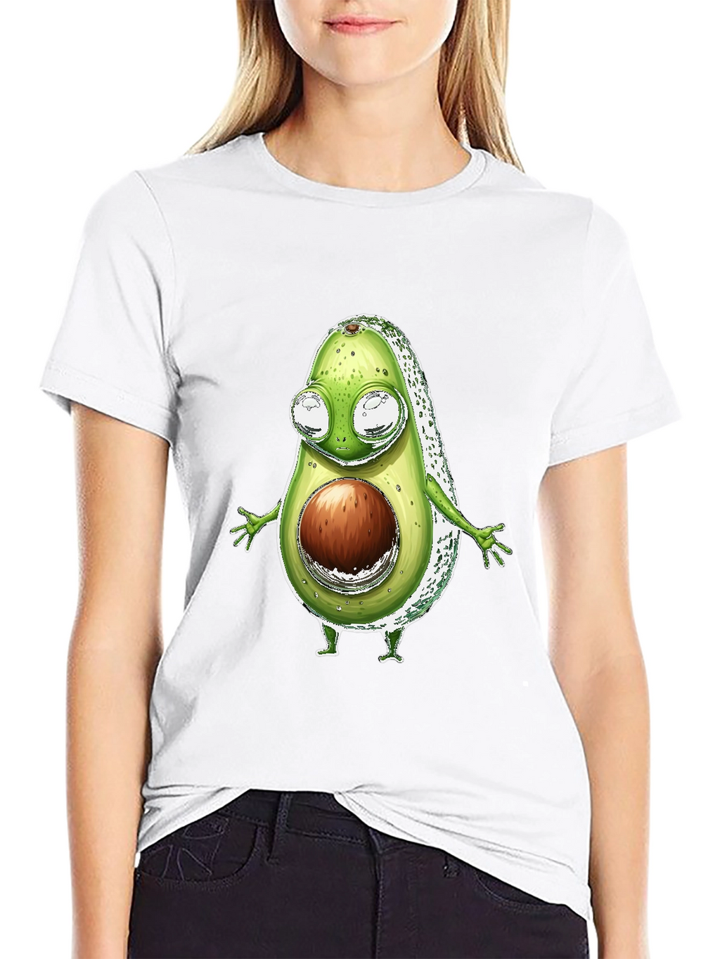 Funny Avocado Character T-Shirt - Black